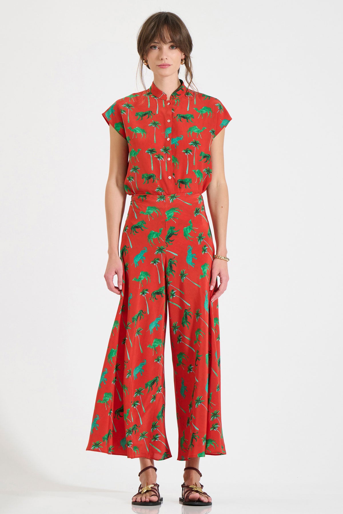 Silk Cropped Pants