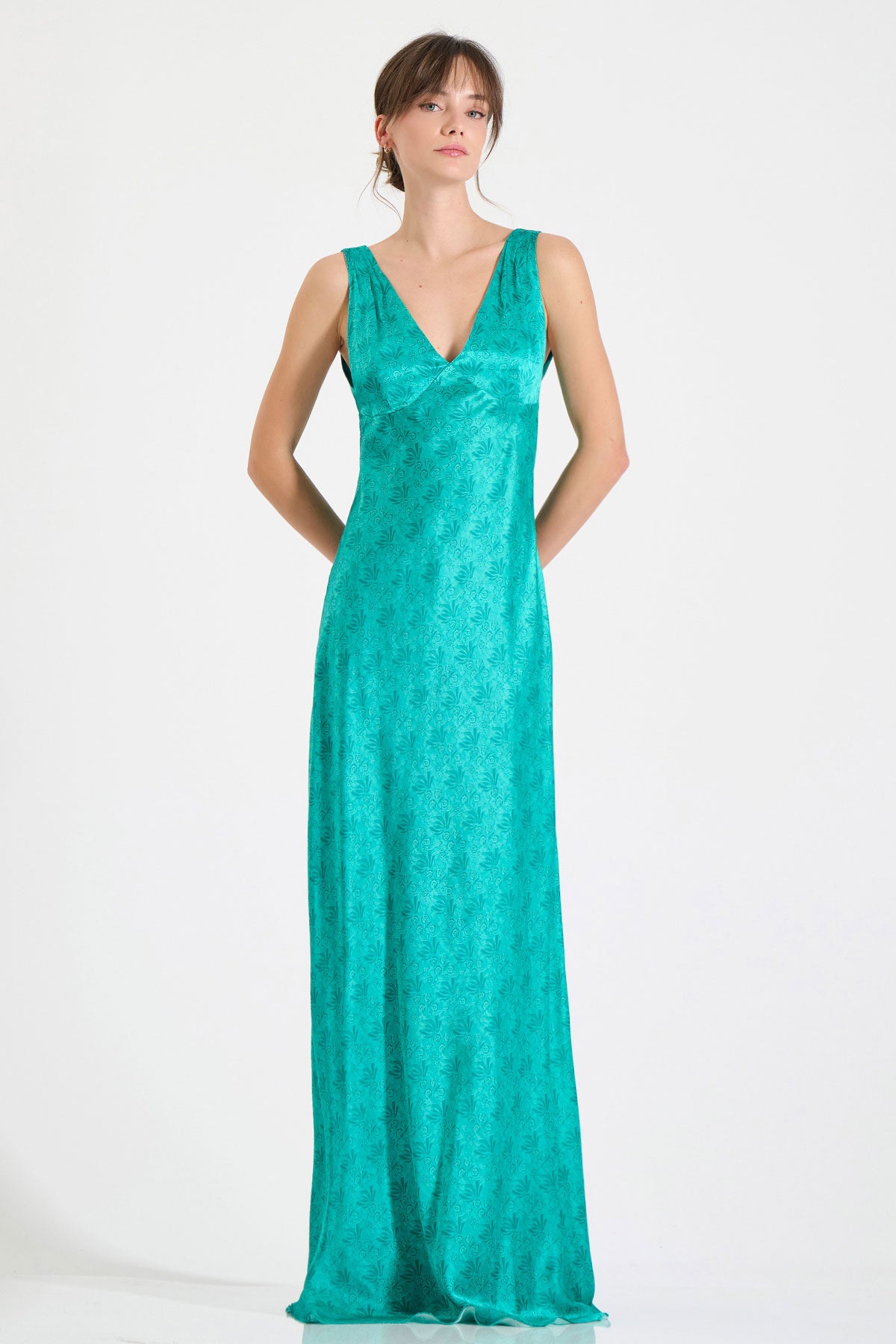 Silk Deep-V Maxi Dress