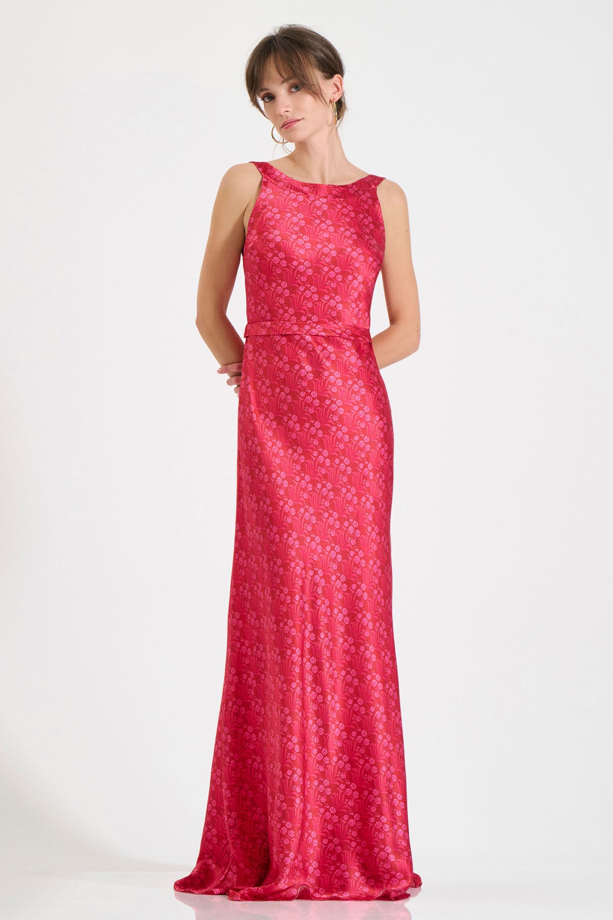 Silk Cross-Back Maxi Dress