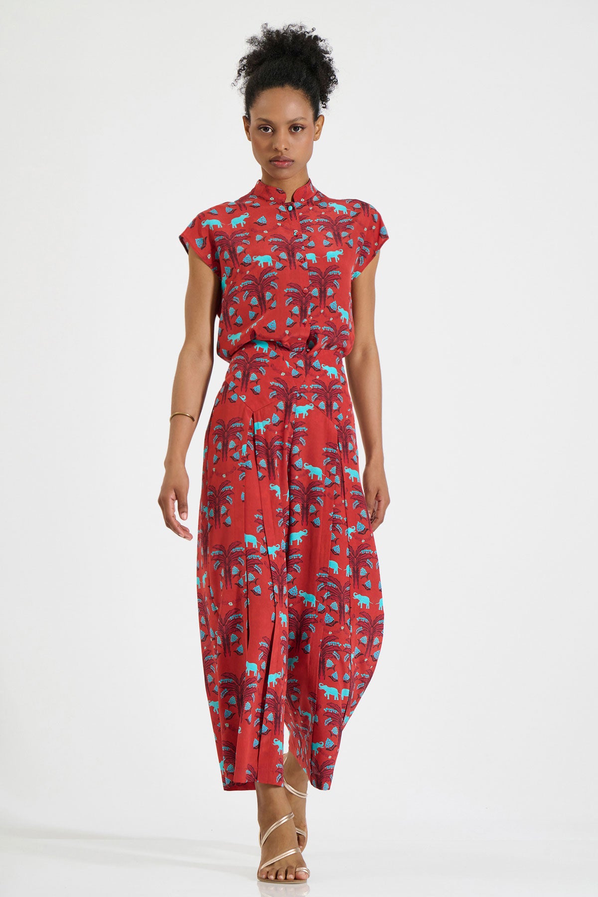 Silk Pleated Pants
