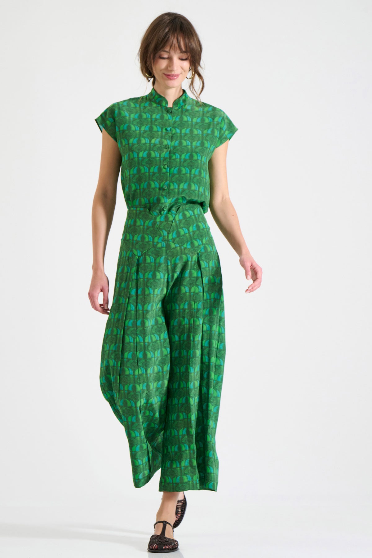 Silk Pleated Pants