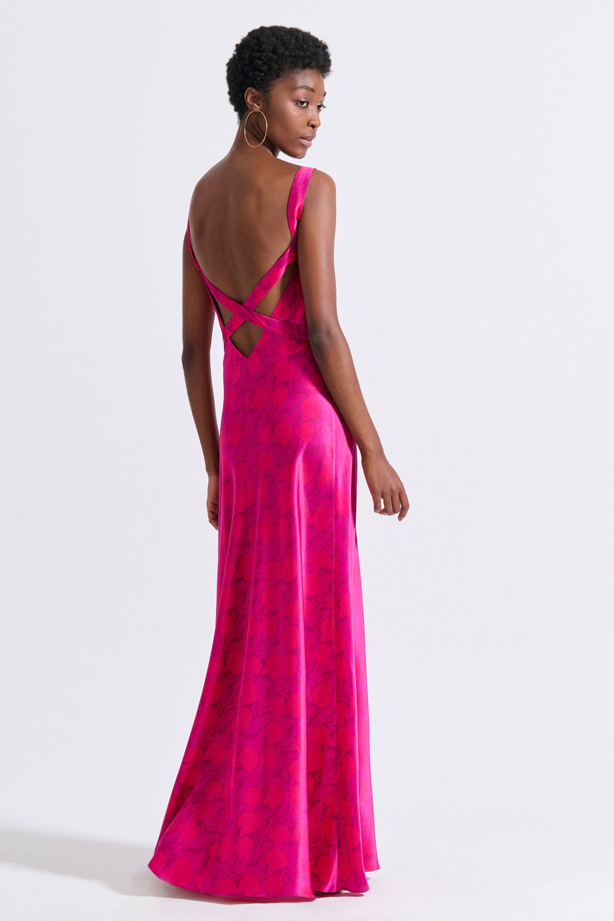 Silk Cross-Back Maxi Dress