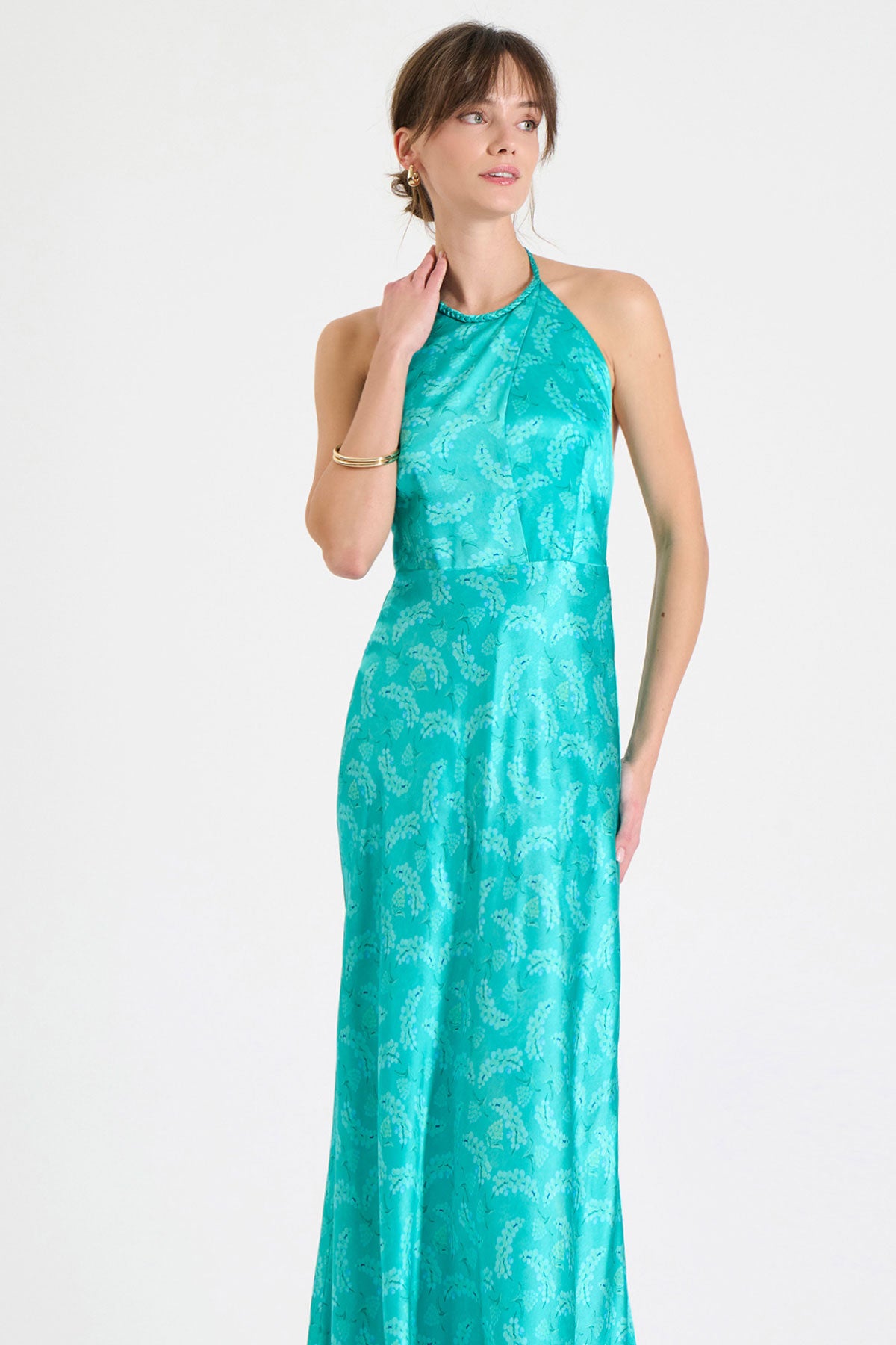 Silk Halterneck Maxi Dress