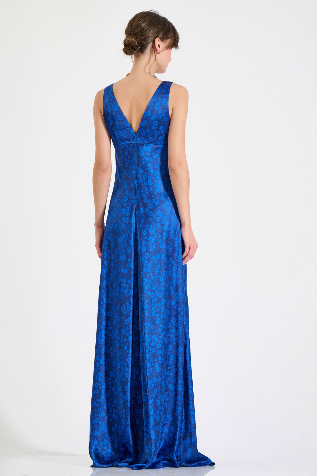 Silk Deep-V Maxi Dress