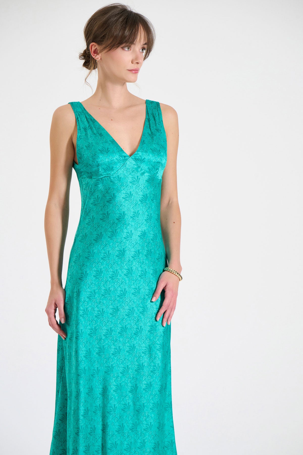 Silk Deep-V Maxi Dress