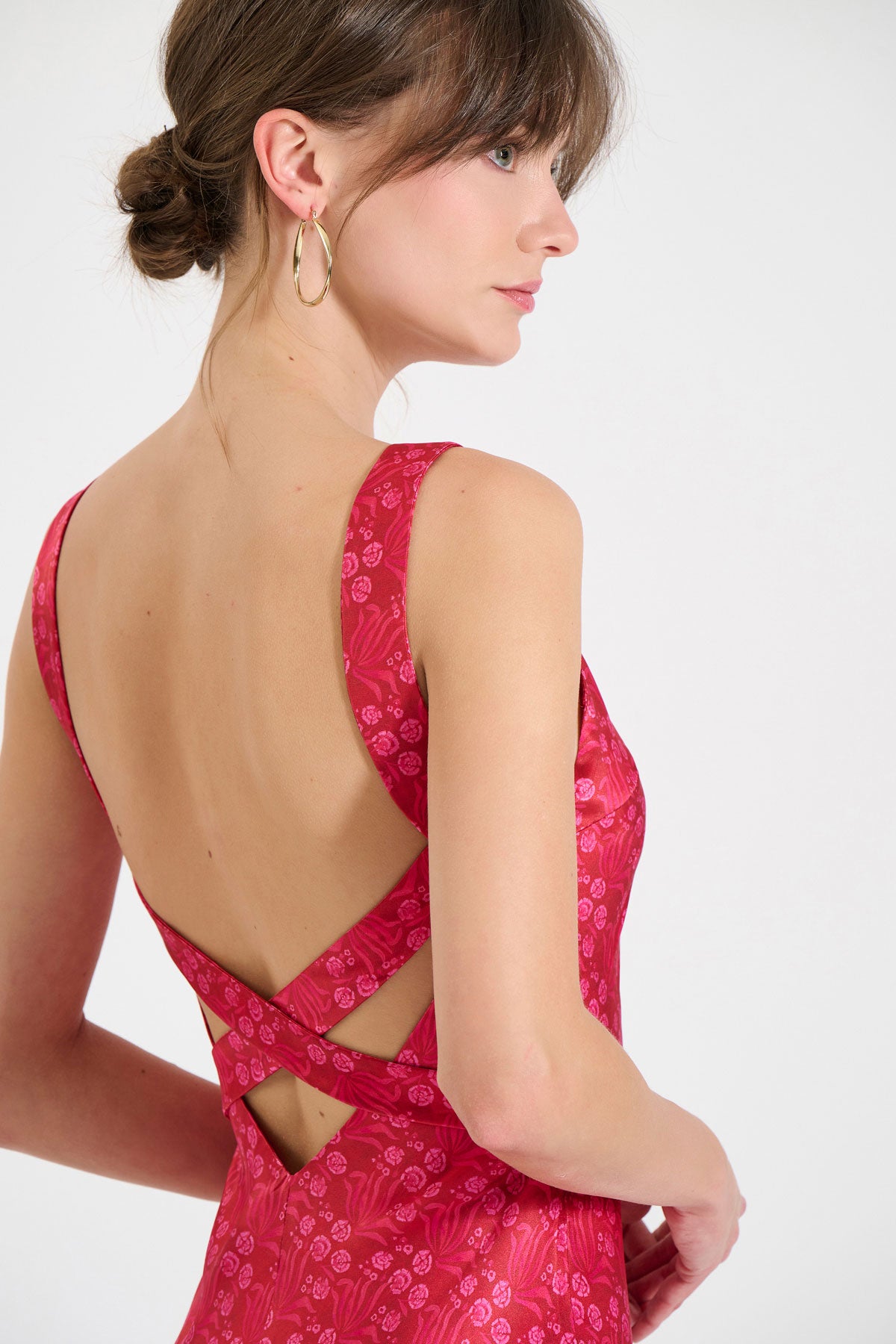 Silk Cross-Back Maxi Dress