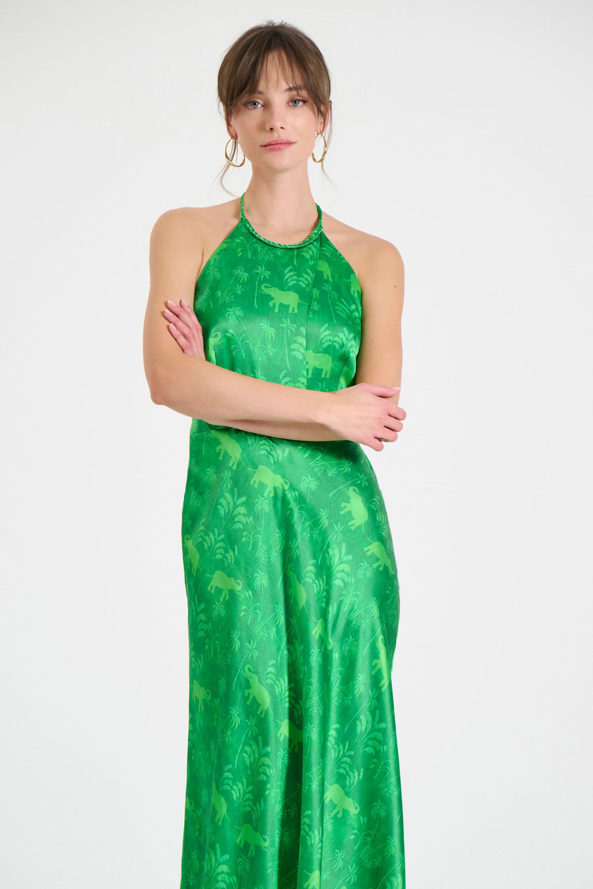 Silk Halterneck Maxi Dress