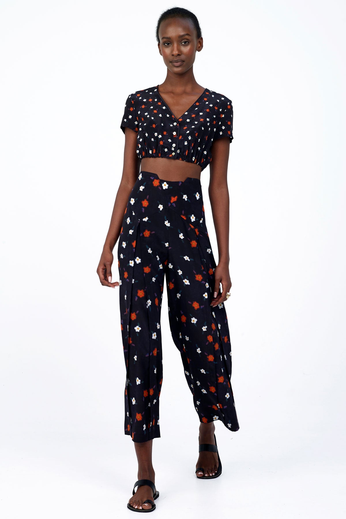Silk Cropped Pants