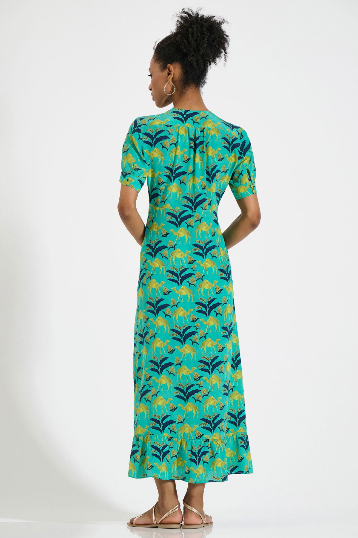 Silk V-Neck Midi Dress