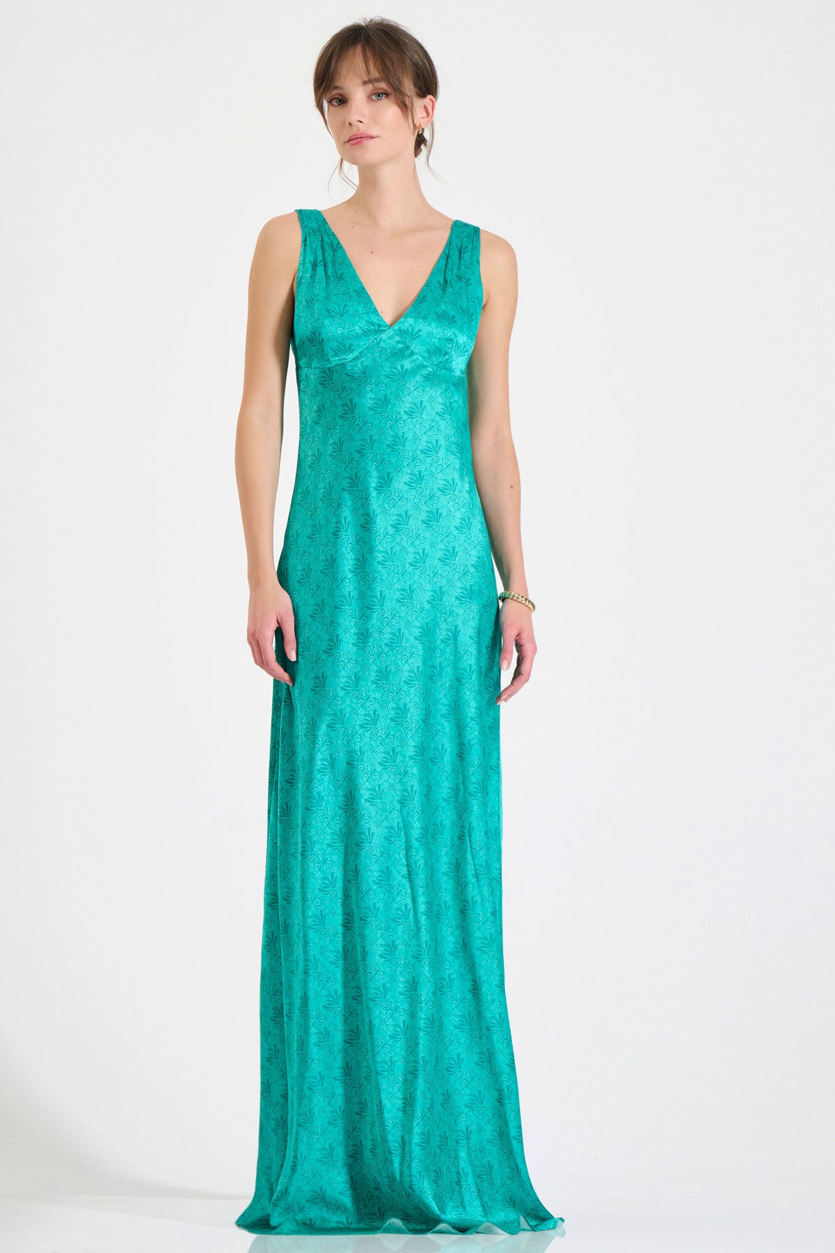 Silk Deep-V Maxi Dress