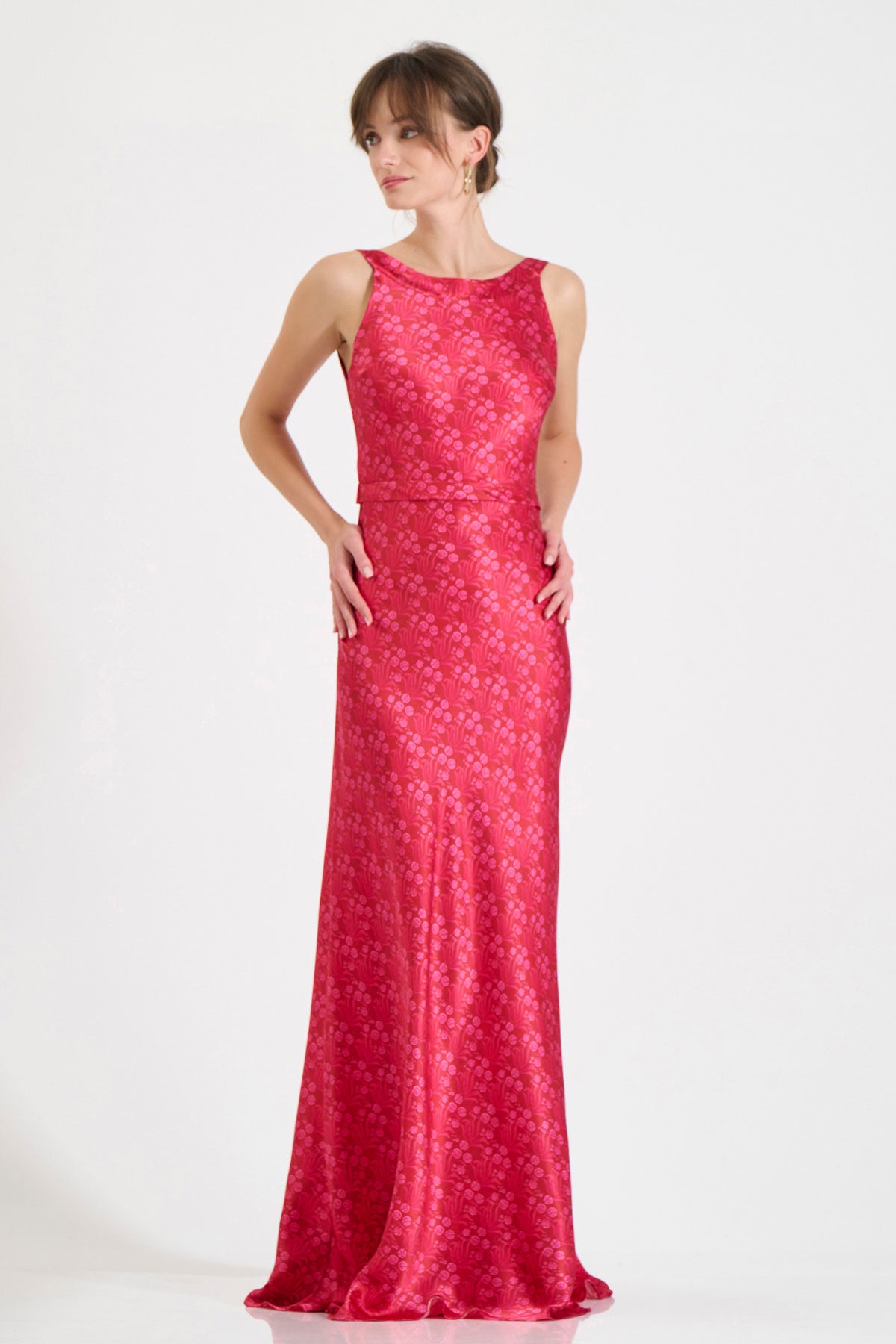 Silk Cross-Back Maxi Dress