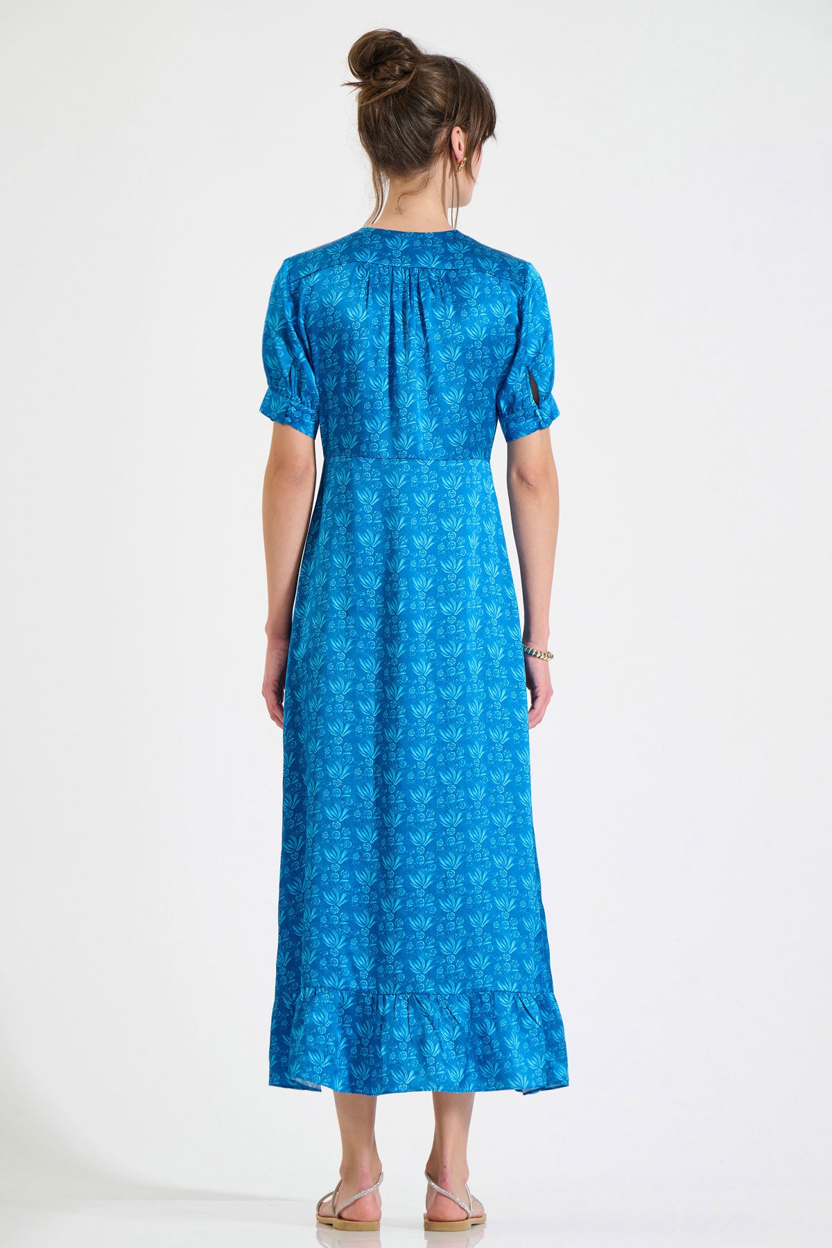 Silk V-Neck Midi Dress