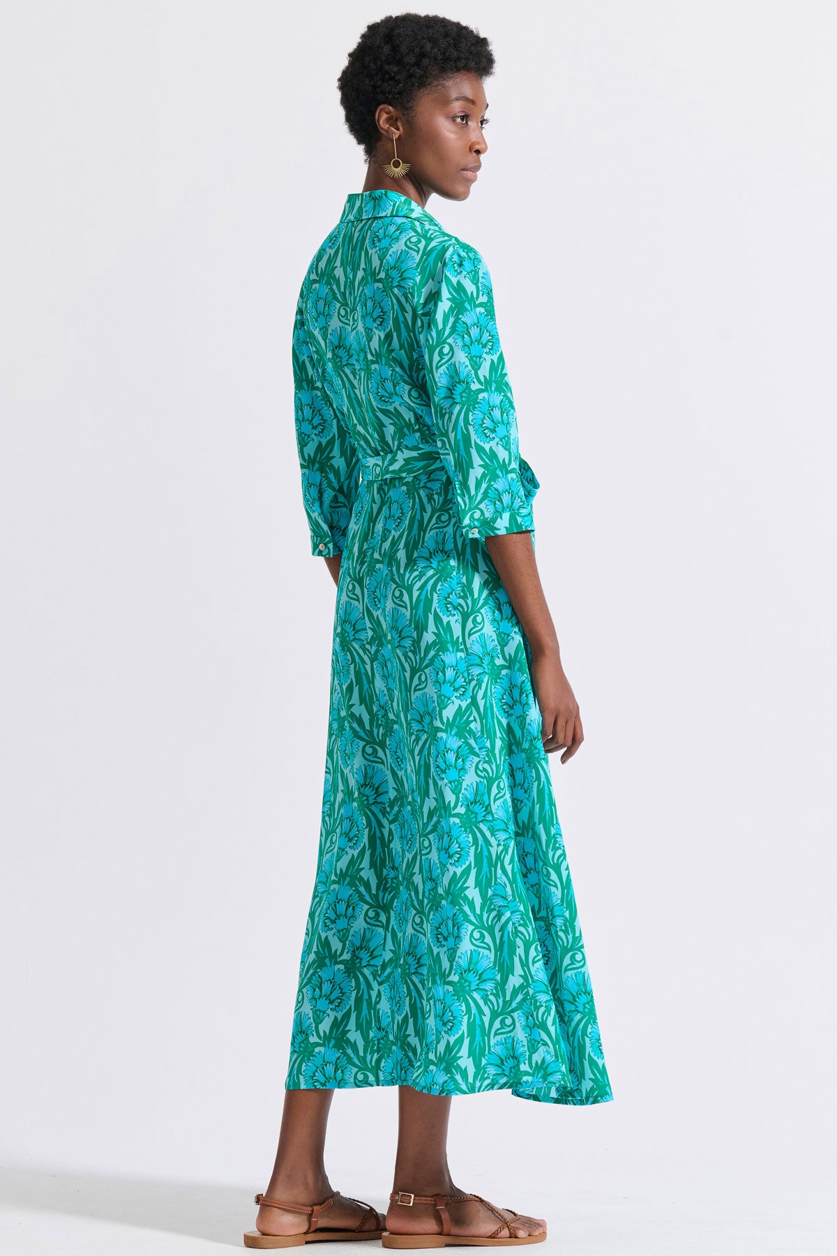 Silk Belted Shirt Dress