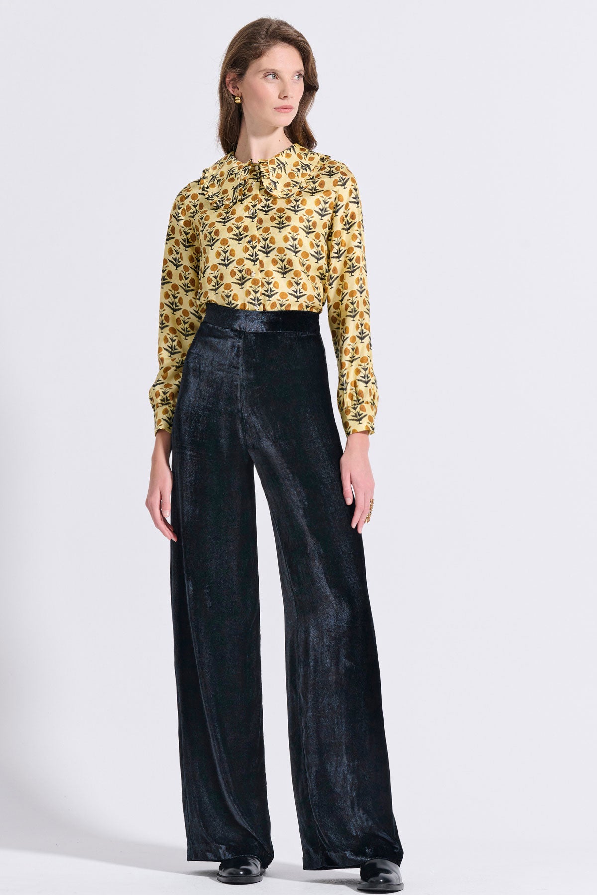 Silk Frilled Collar Shirt