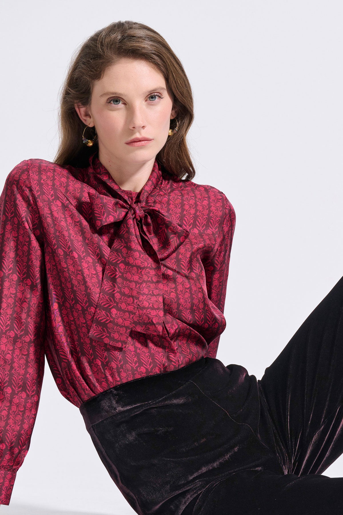 Silk Bow Tie Shirt