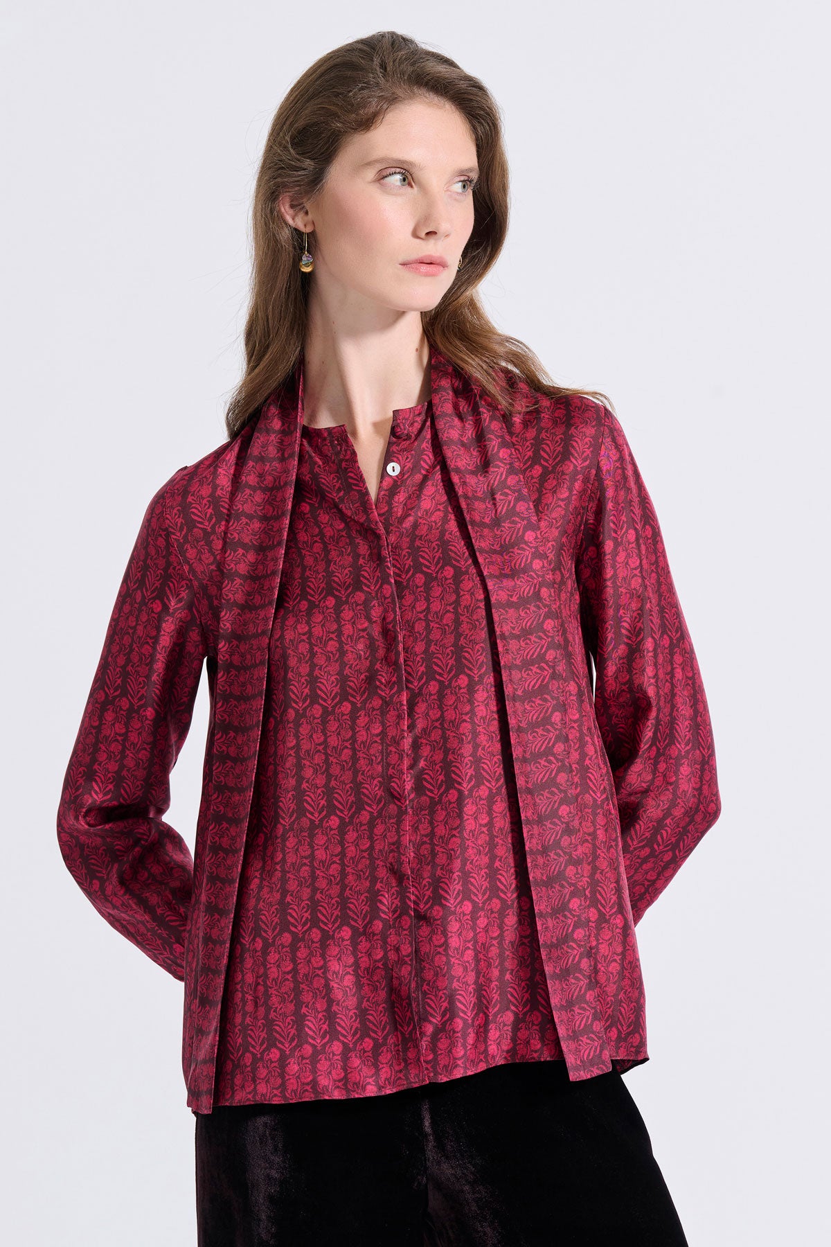 Silk Bow Tie Shirt