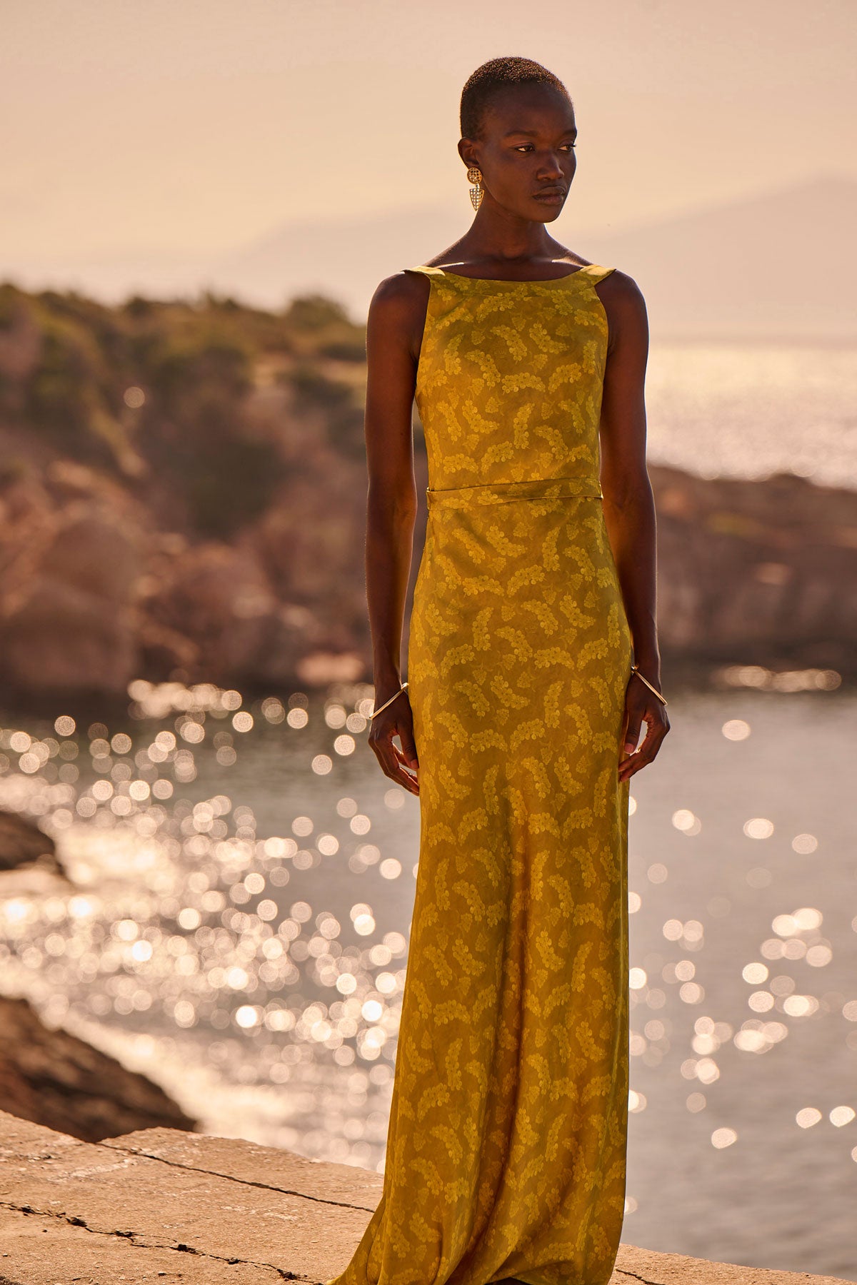 Silk Cross-Back Maxi Dress