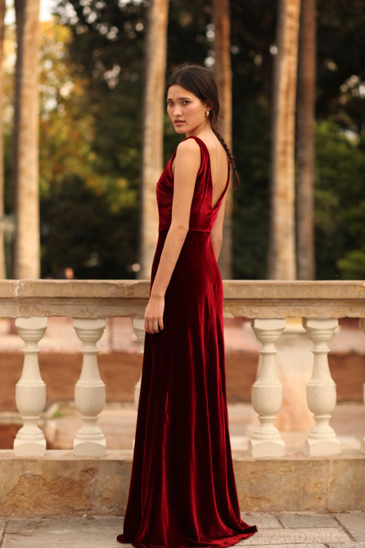Velvet Square-Neck Maxi Dress