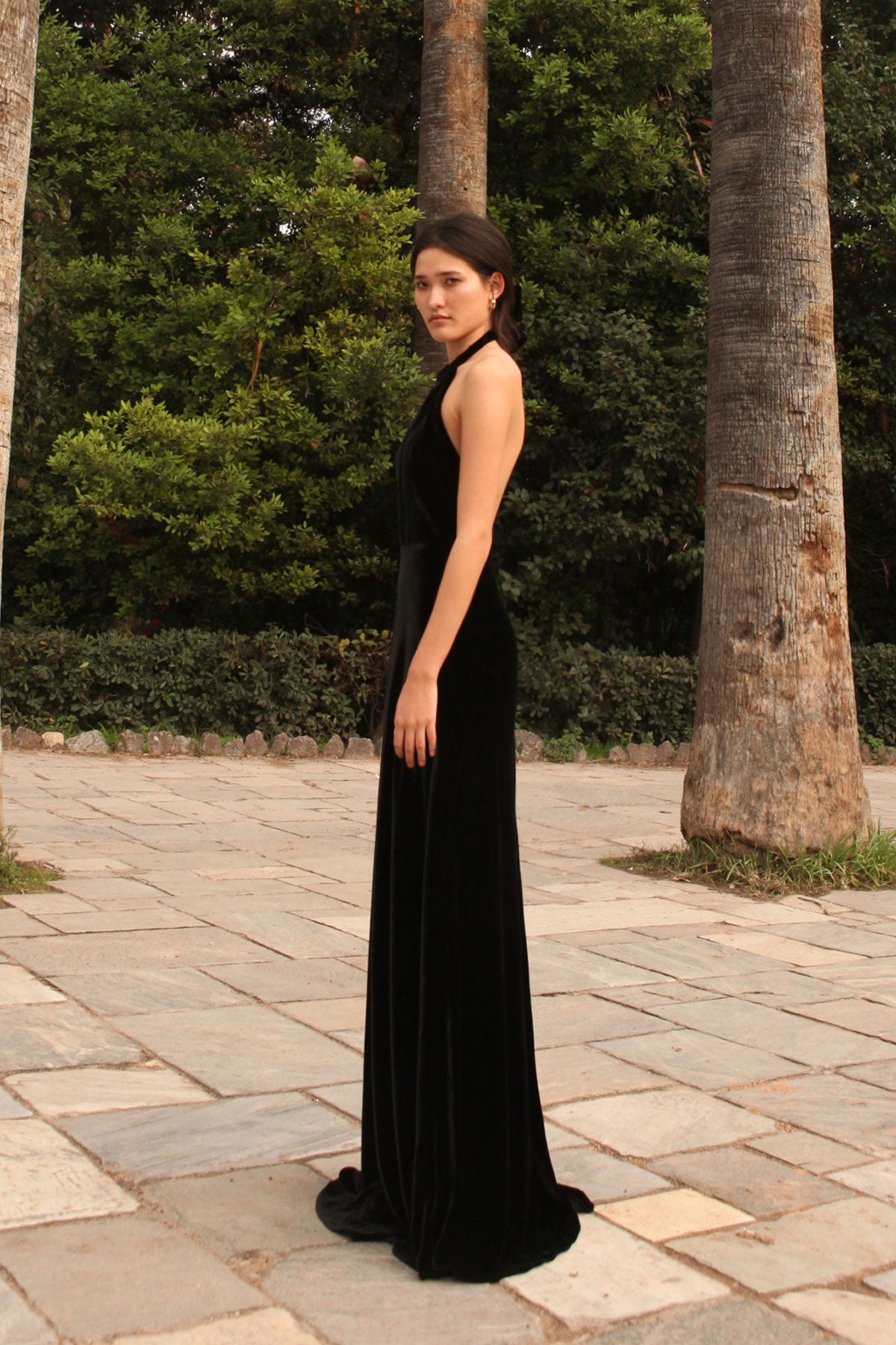 Velvet Halterneck Maxi Dress