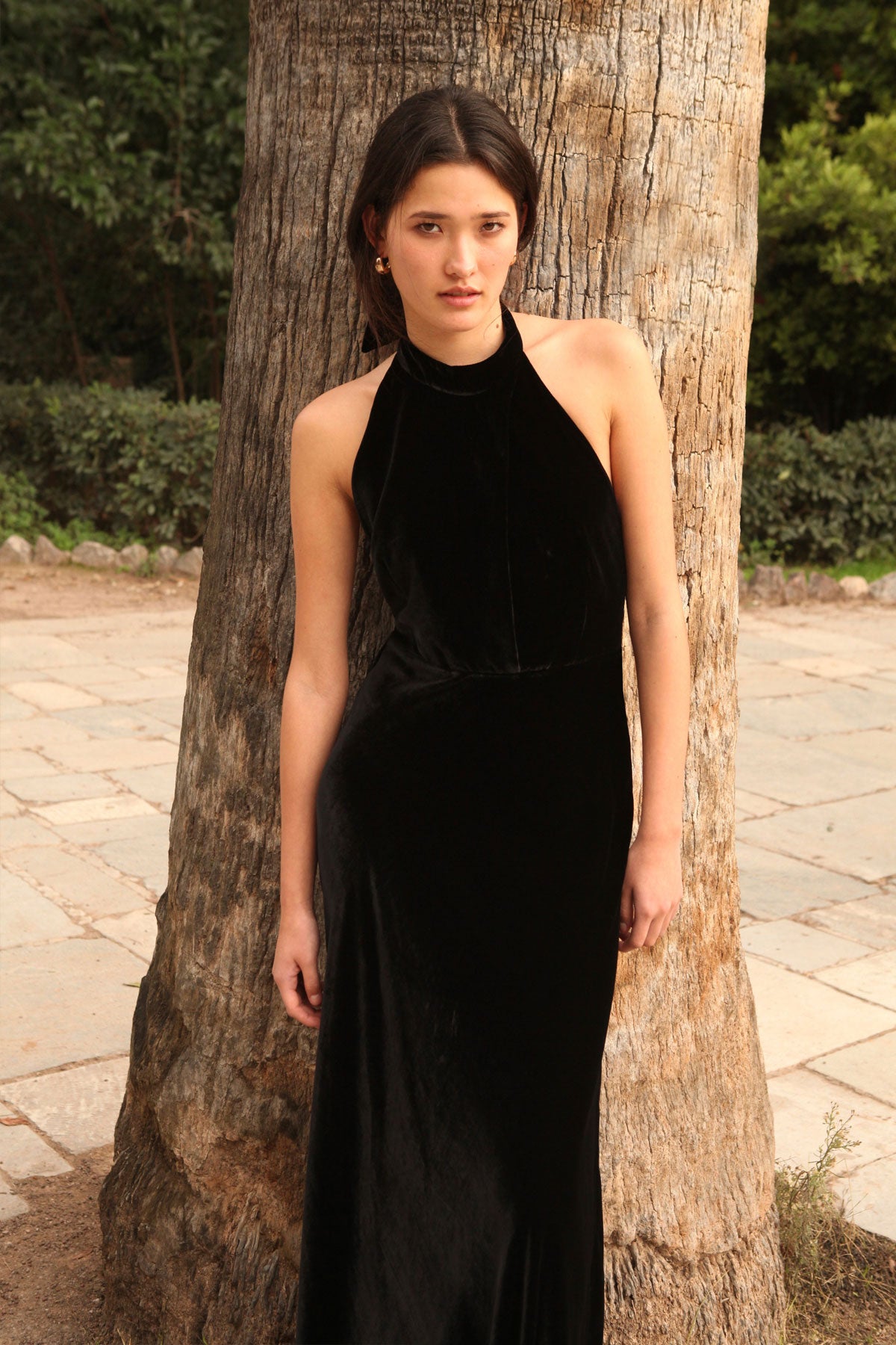 Velvet Halterneck Maxi Dress