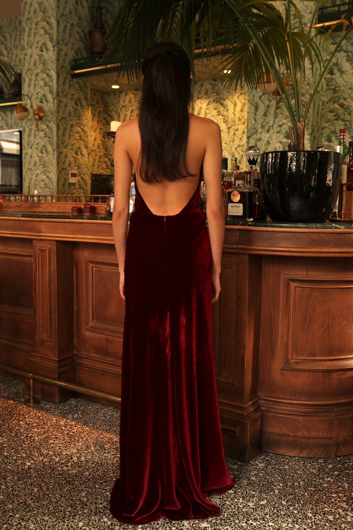 Velvet Halterneck Maxi Dress