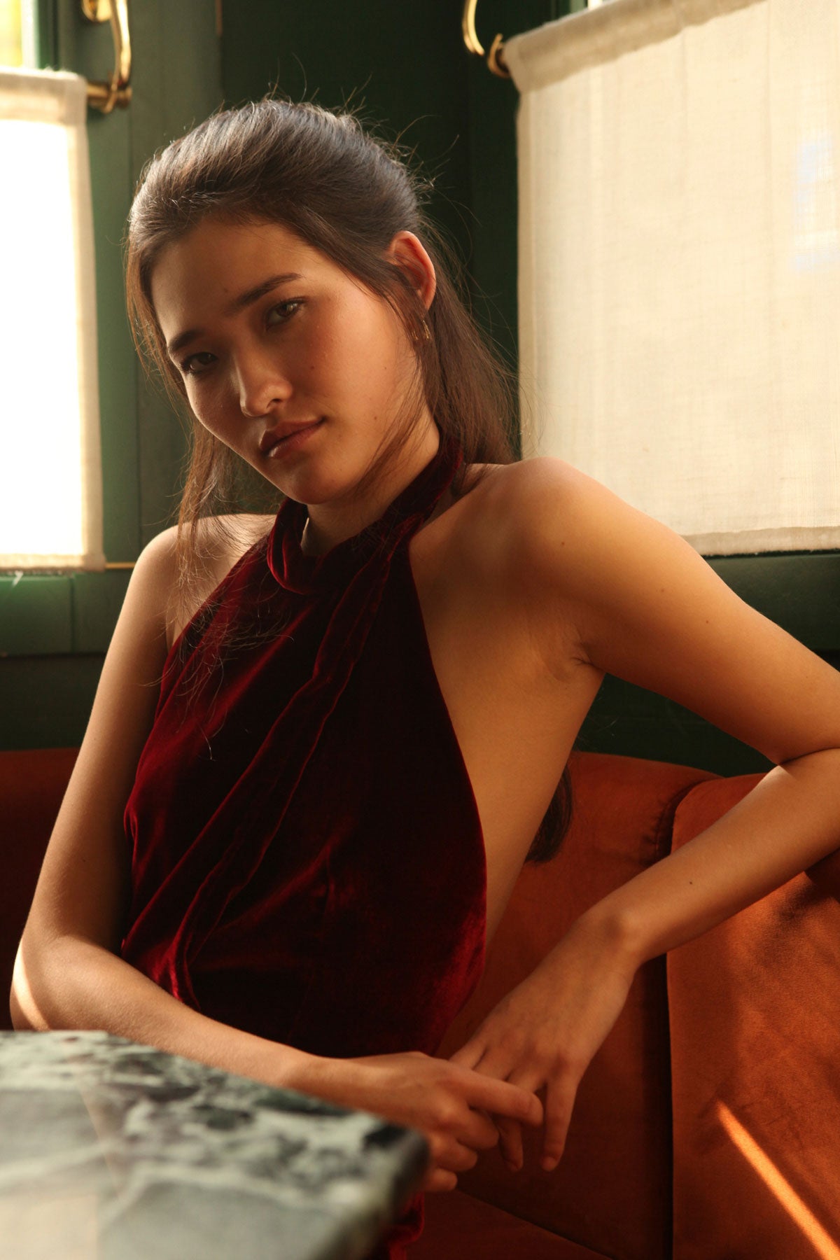 Velvet Halterneck Maxi Dress