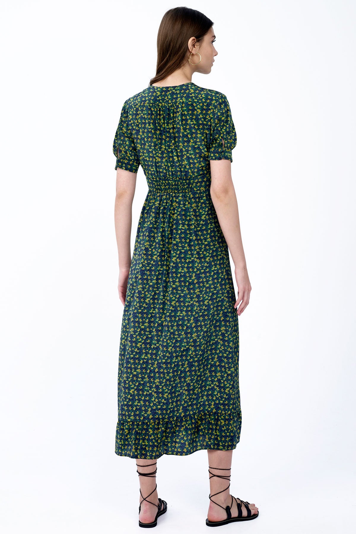 Silk V-Neck Midi Dress