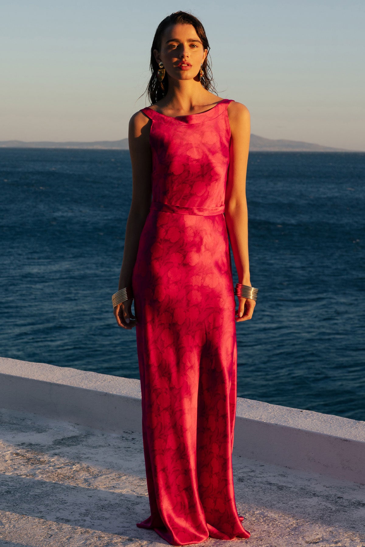 Silk Cross-Back Maxi Dress