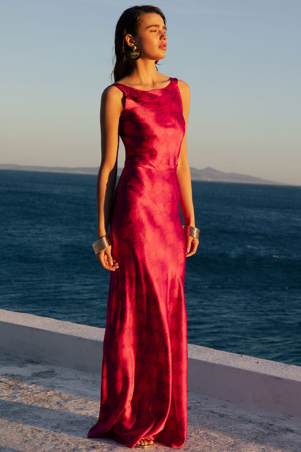 Silk Cross-Back Maxi Dress