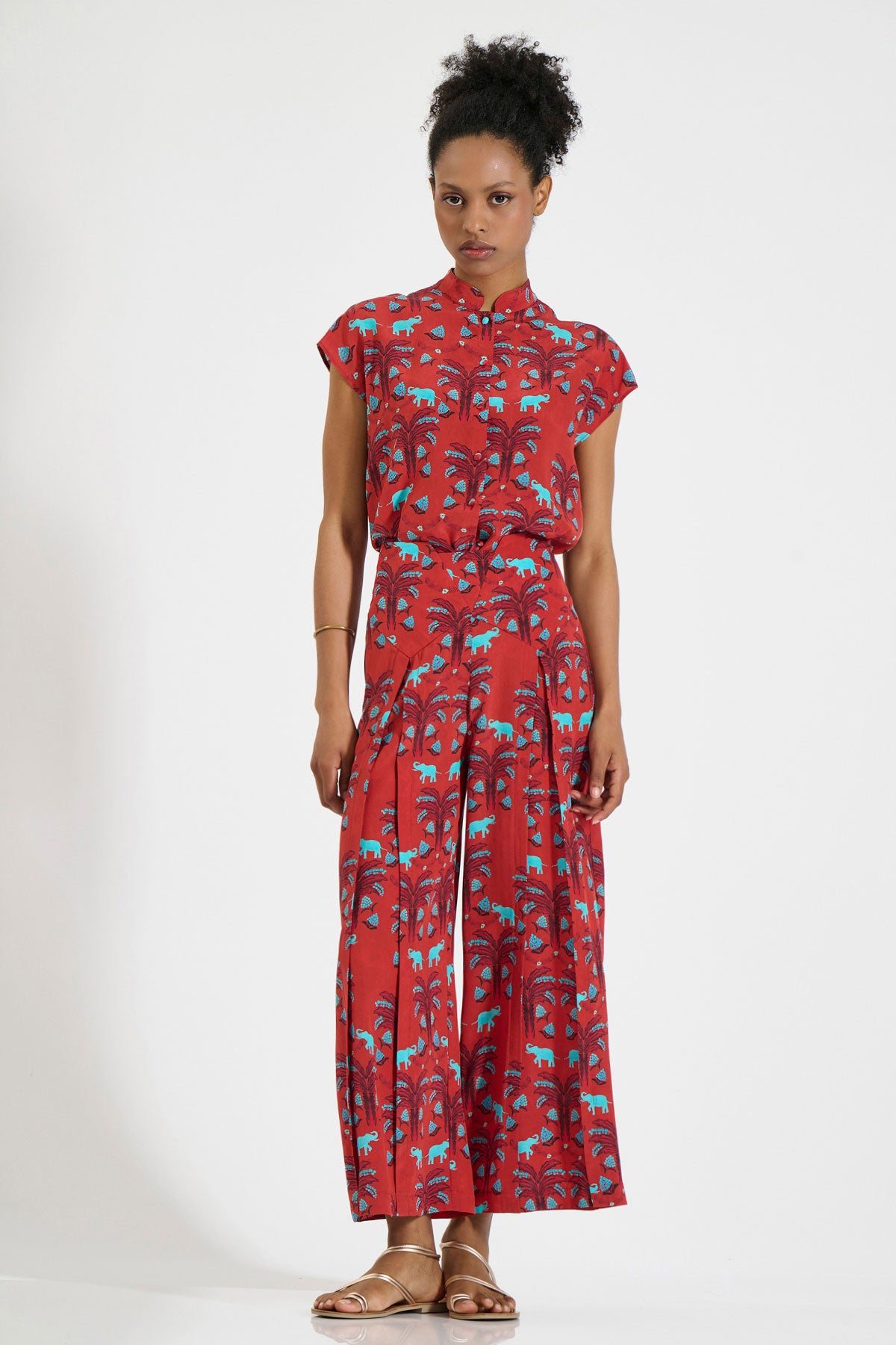 Silk Pleated Pants