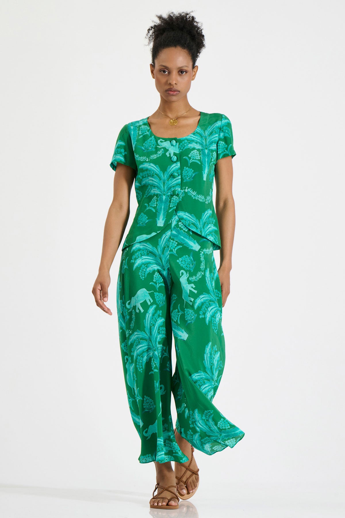 Silk Cropped Pants