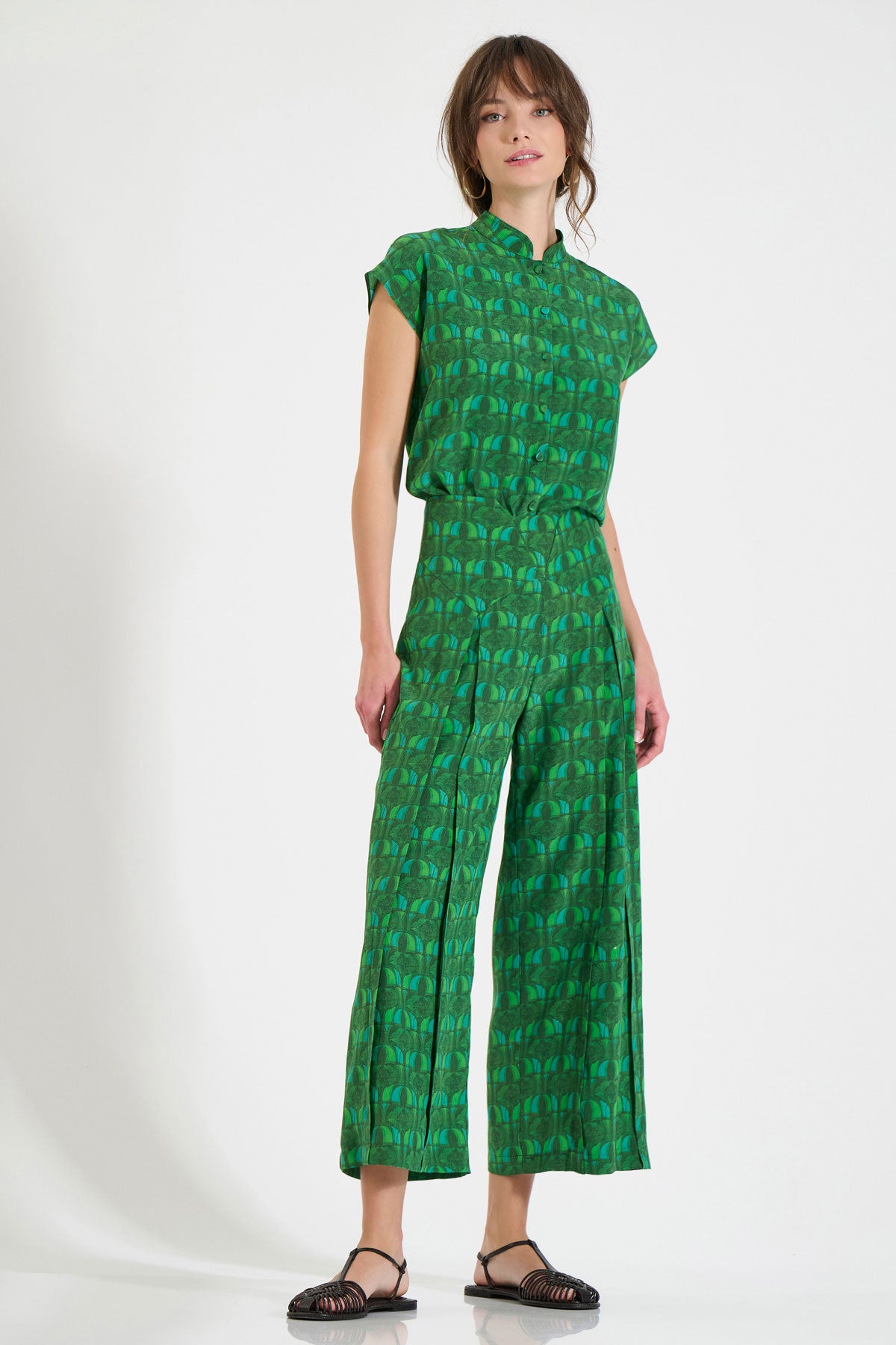Silk Pleated Pants