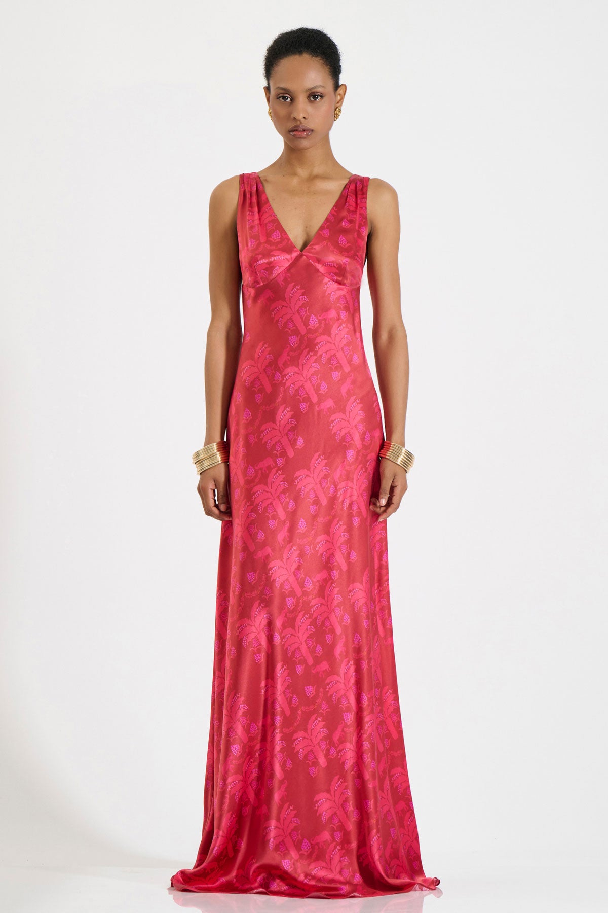 Silk Deep-V Maxi Dress