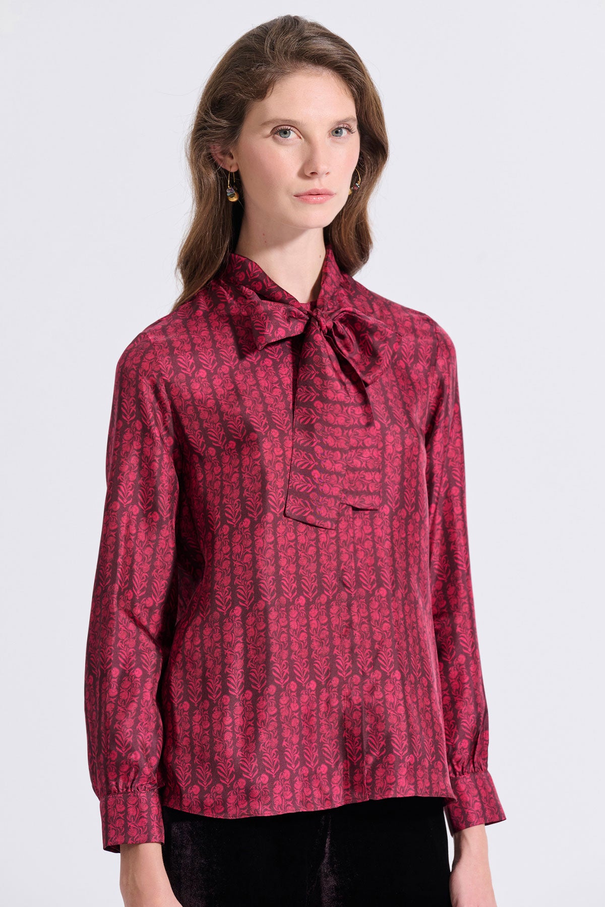 Silk Bow Tie Shirt