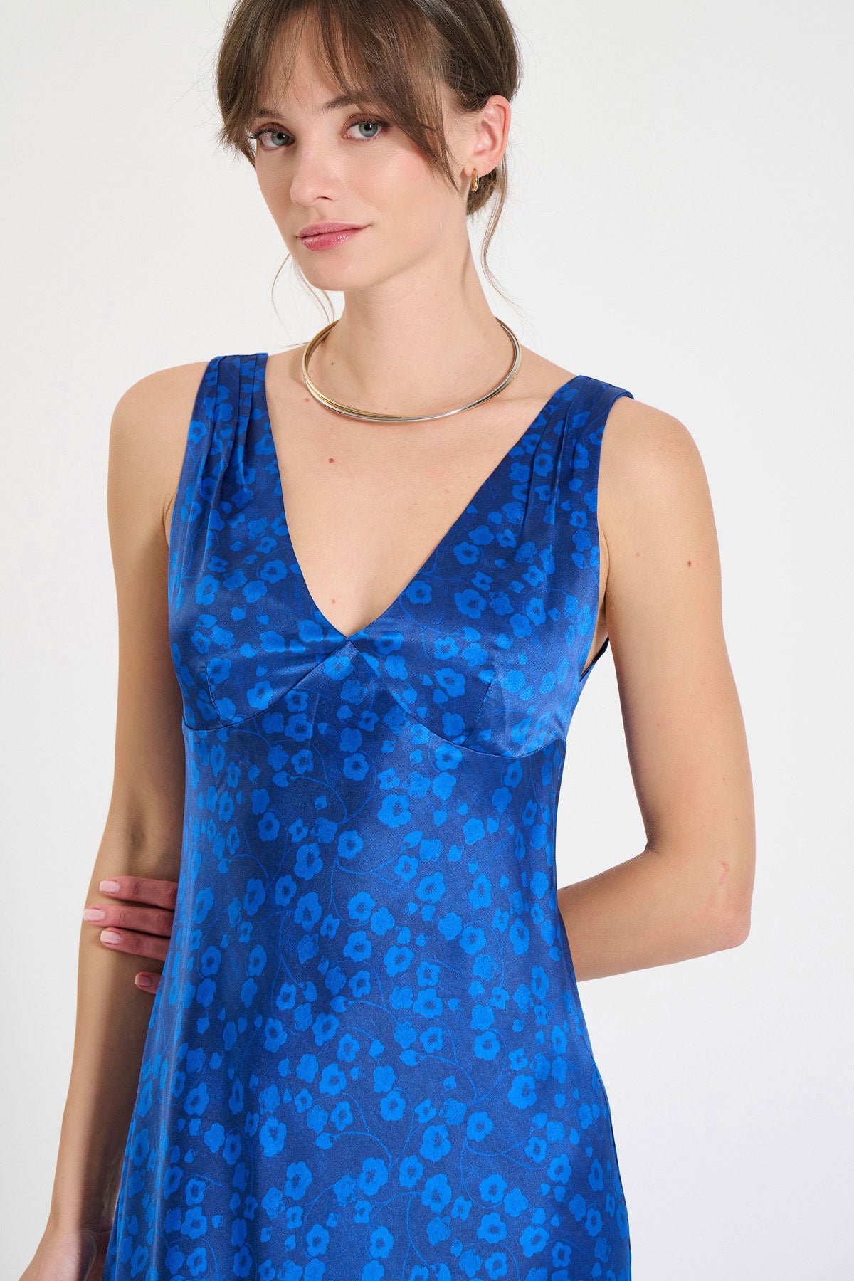 Silk Deep-V Maxi Dress
