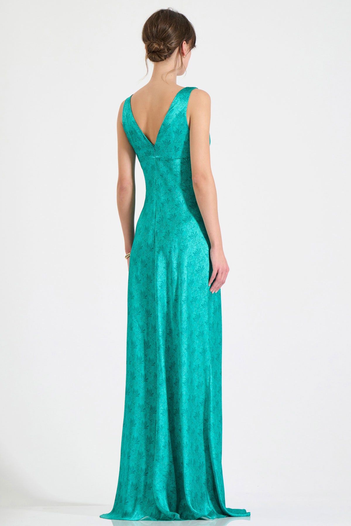 Silk Deep-V Maxi Dress