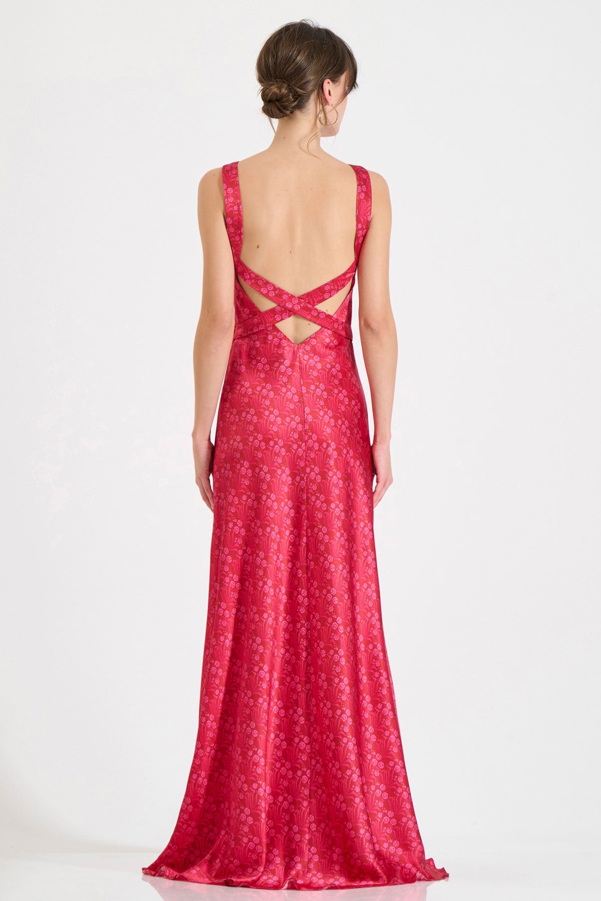 Silk Cross-Back Maxi Dress