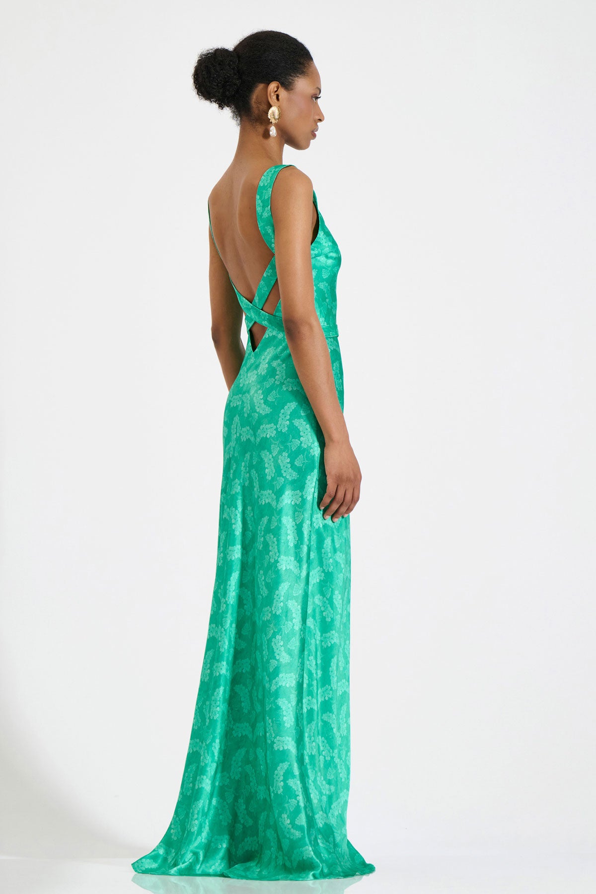 Silk Cross-Back Maxi Dress