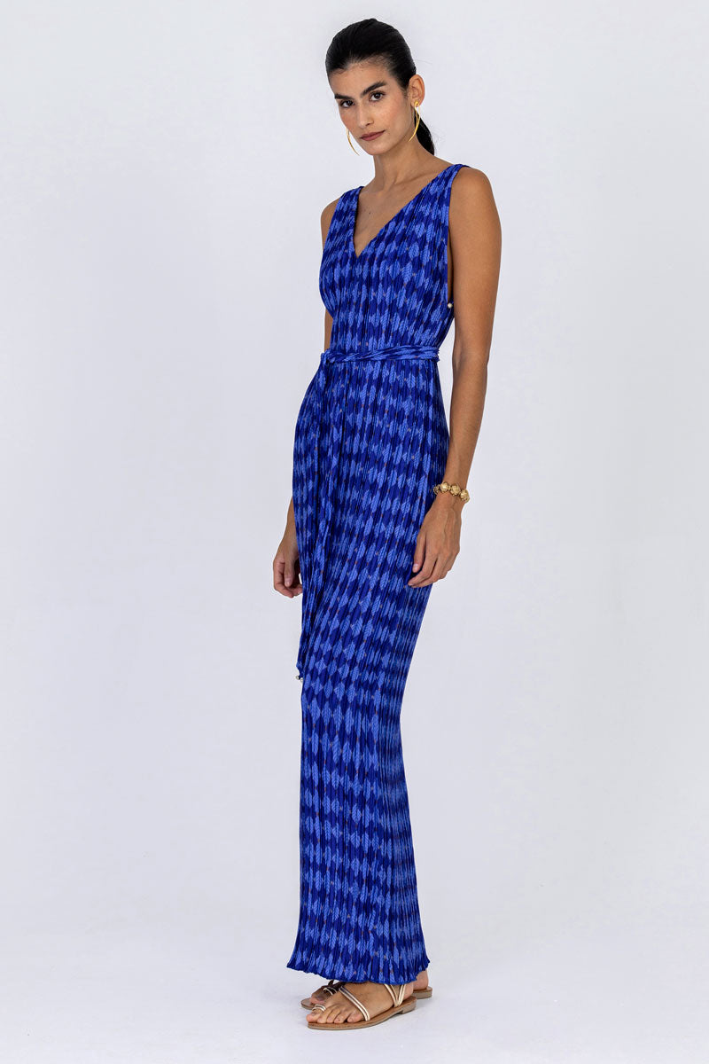 Plissé Belted Tube Dress