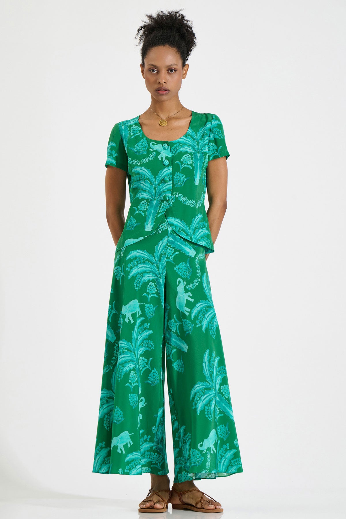 Silk Cropped Pants