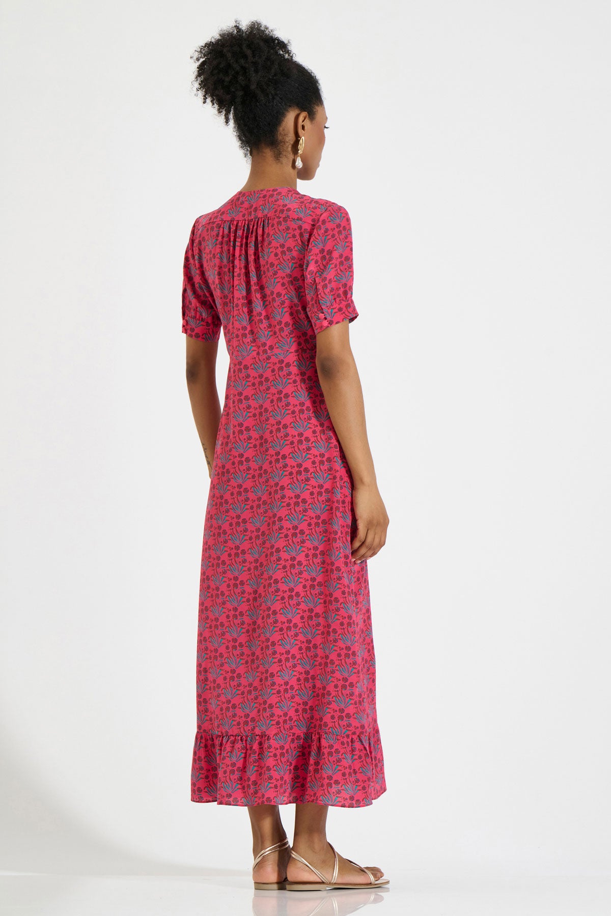 Silk V-Neck Midi Dress