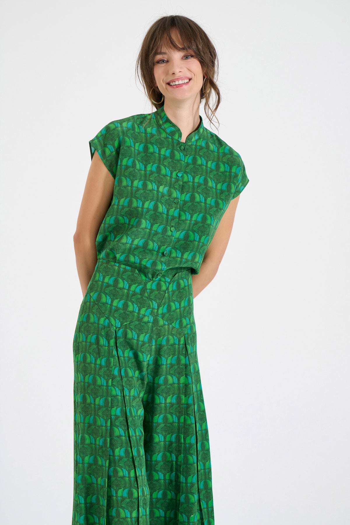 Silk Pleated Pants