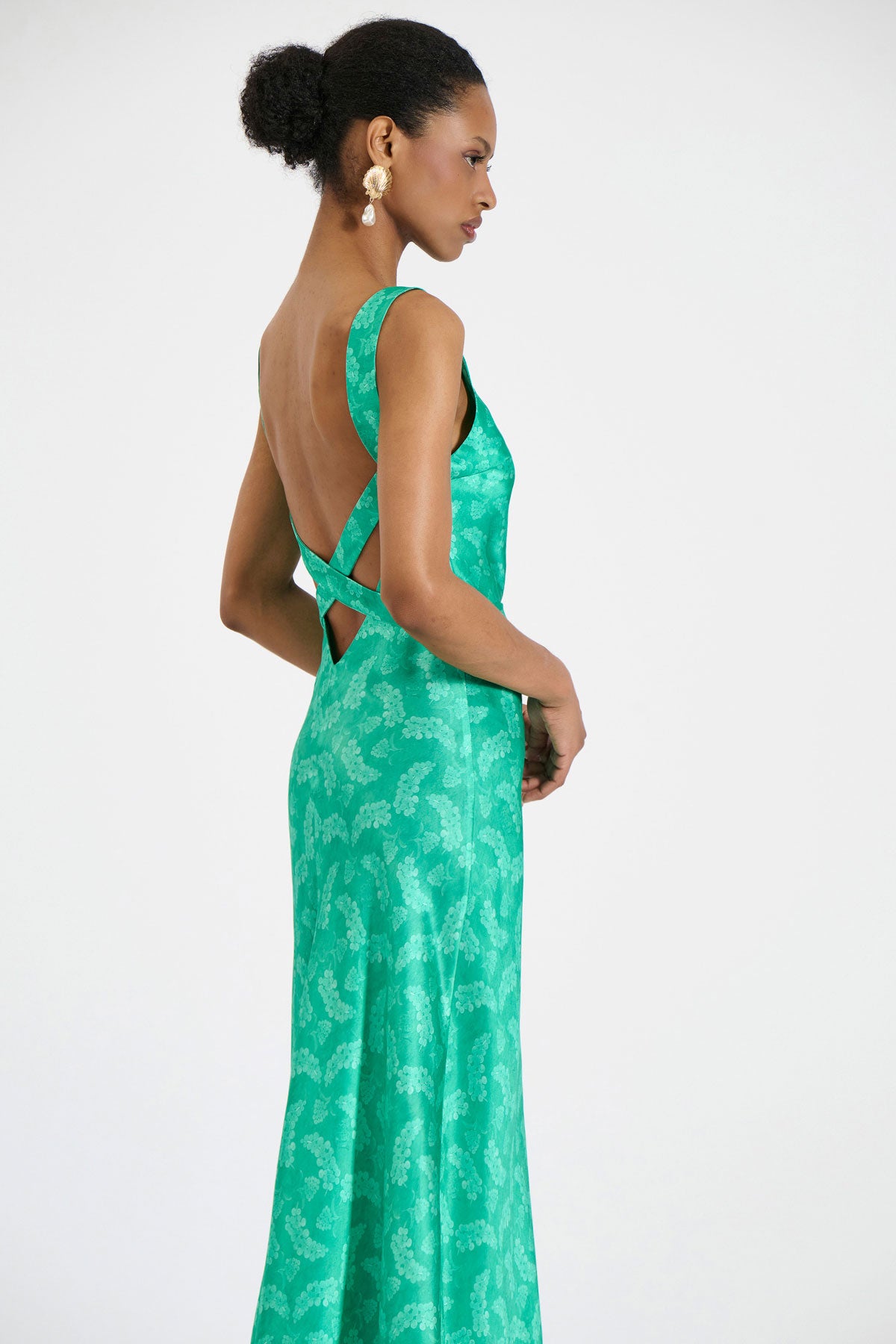 Silk Cross-Back Maxi Dress