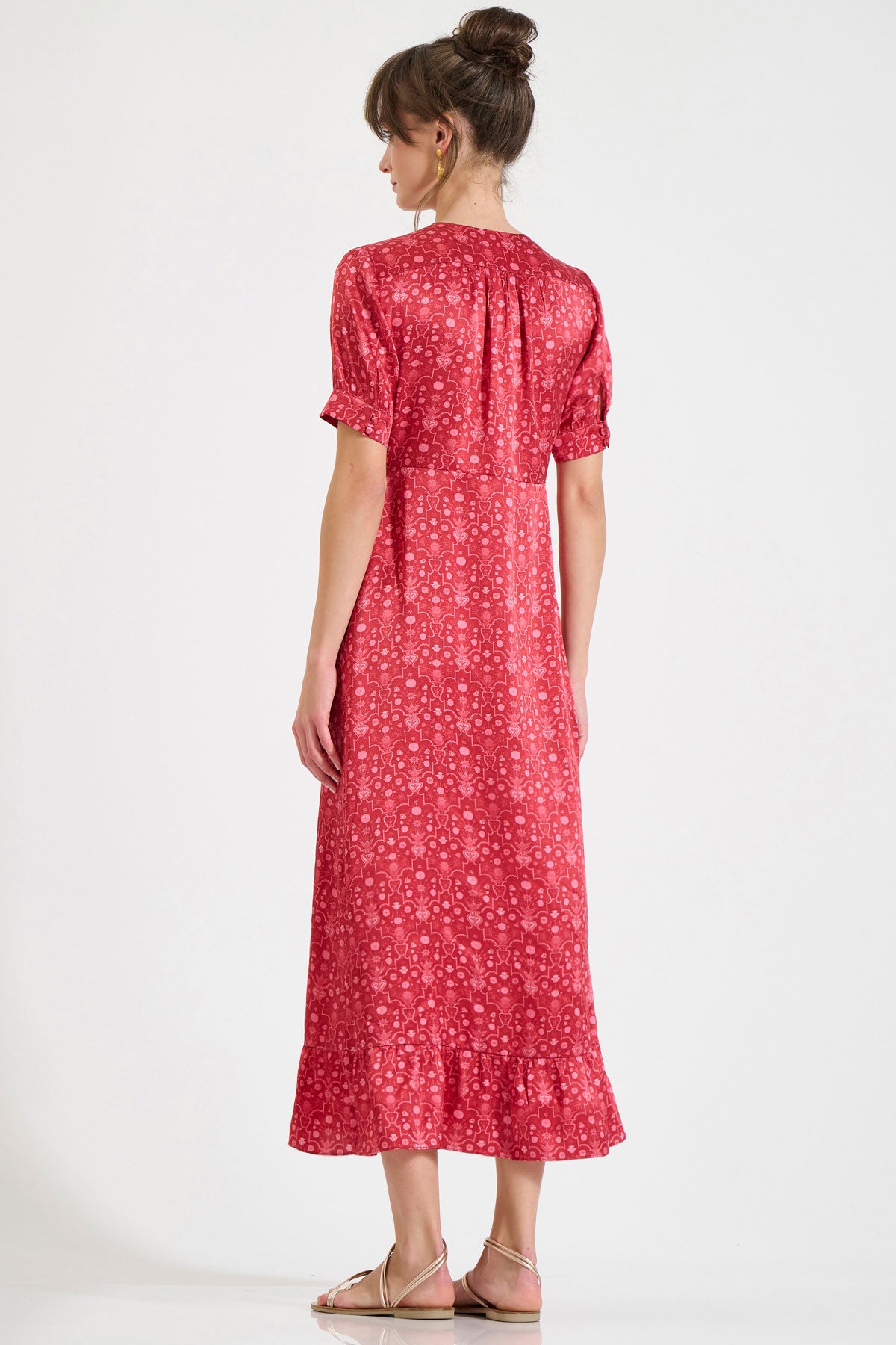 Silk V-Neck Midi Dress