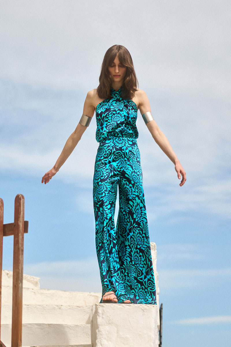 Silk Flared Palazzo Pants
