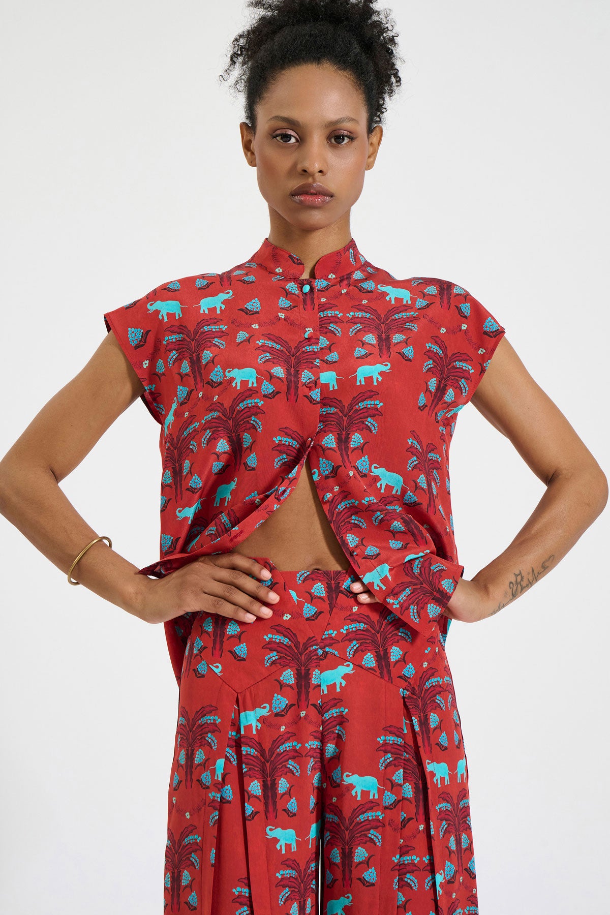Silk Pleated Pants