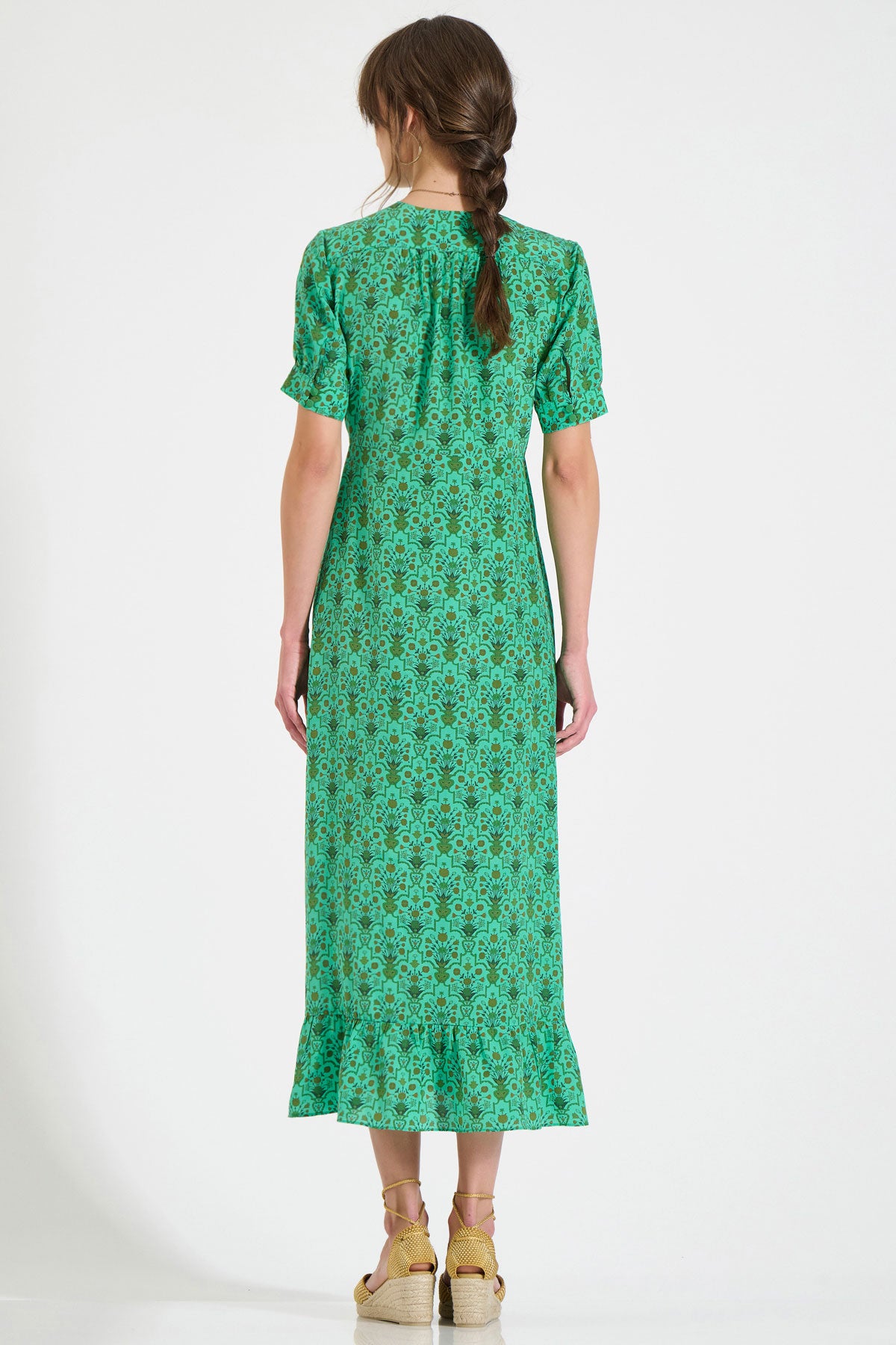 Silk V-Neck Midi Dress