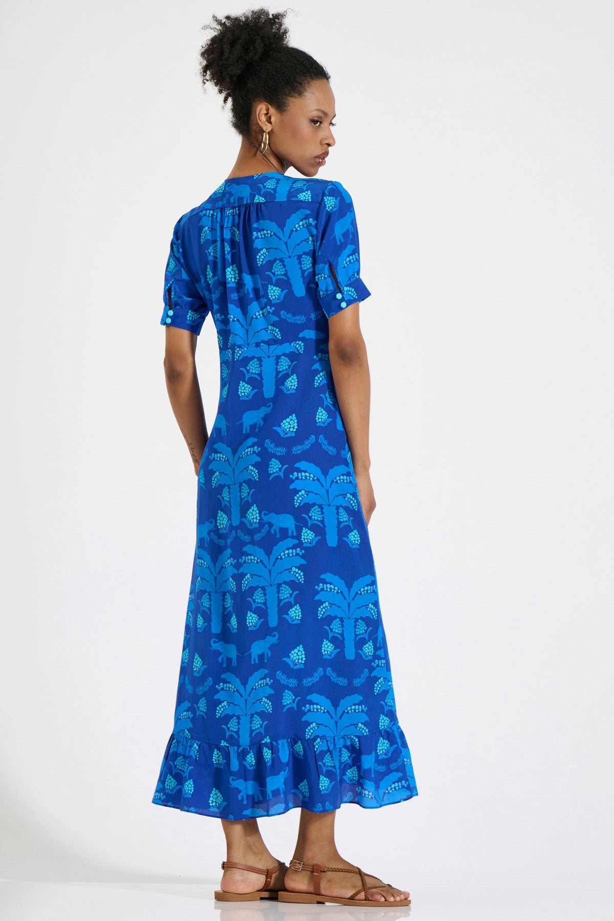 Silk V-Neck Midi Dress