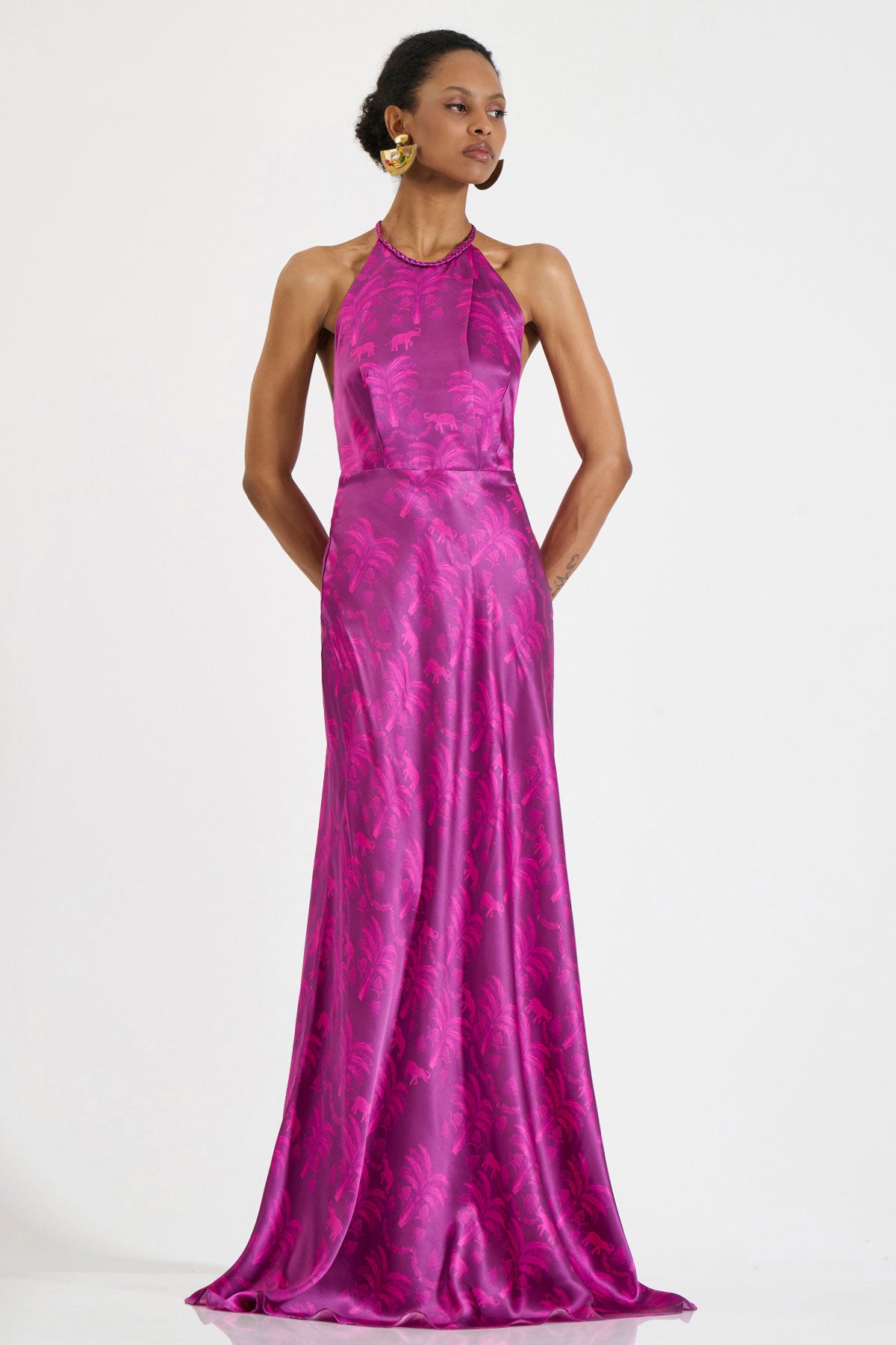 Silk Halterneck Maxi Dress