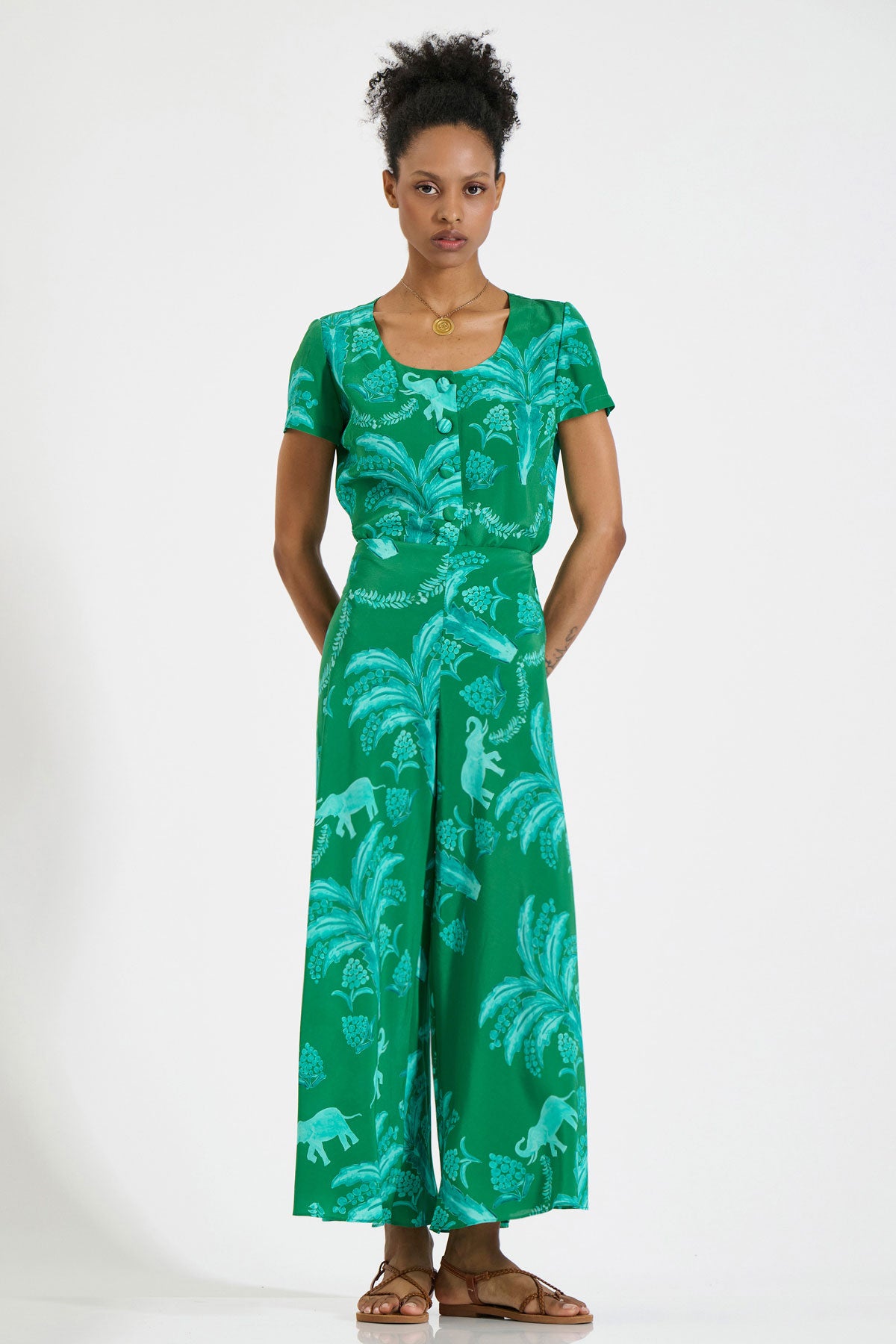 Silk Cropped Pants